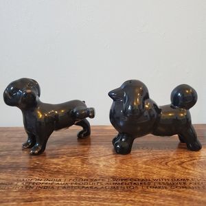 Dog Salt & Pepper Shakers Poodle and Friend Black